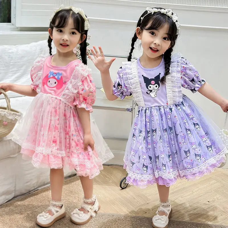 Sweet Anime Kawaii My Melody Sanrio Summer Princess Dress Cute Cartoon Kuromi Fashion Short Sleeve Shirt Skirt Gifts for Kids
Sweet Anime Kawaii My Melody Sanrio Summer Princess Dress Cute Cartoon Kuromi Fashion Short Sleeve Shirt Skirt Gifts for Kids