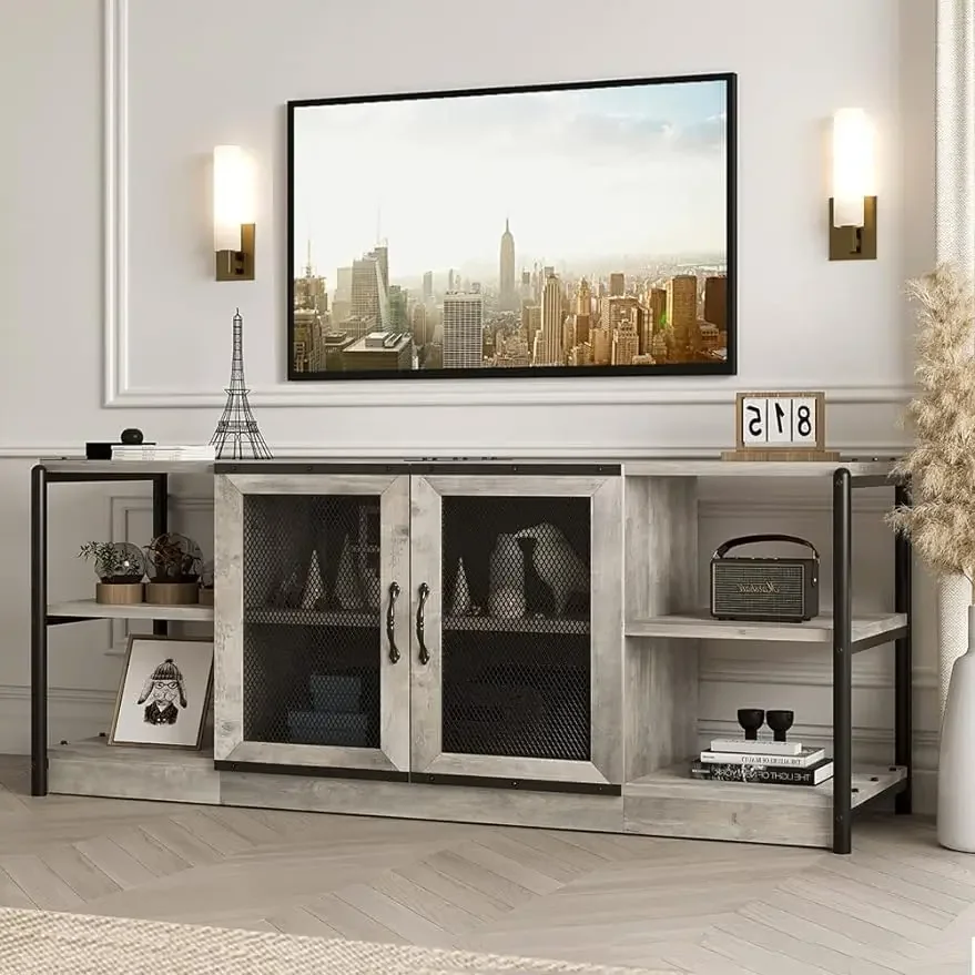 TV Stand for 65+ Inch TV, Industrial Entertainment Center TV Media Console Table w/ Storage & Mesh Door - Rustic Grey/Rustic Oak
TV Stand for 65+ Inch TV, Industrial Entertainment Center TV Media Console Table w/ Storage & Mesh Door - Rustic Grey/Rustic Oak