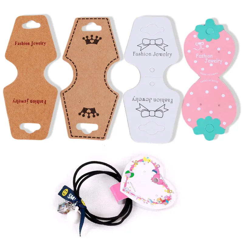 

50pcs/lot Foldable Necklace Hairband Packing Tags for DIY Jewelry Display Cards Kraft Cardboard Retail Price Hanging Labels