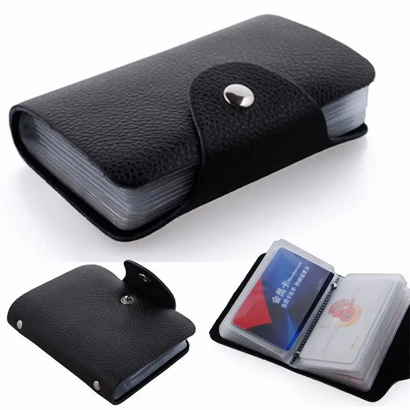 

12/24 Slots Credit Card Holder Men Wallet RFID Blocking Protected Aluminium Box PU Leather Wallets With Money Clip Cardholder