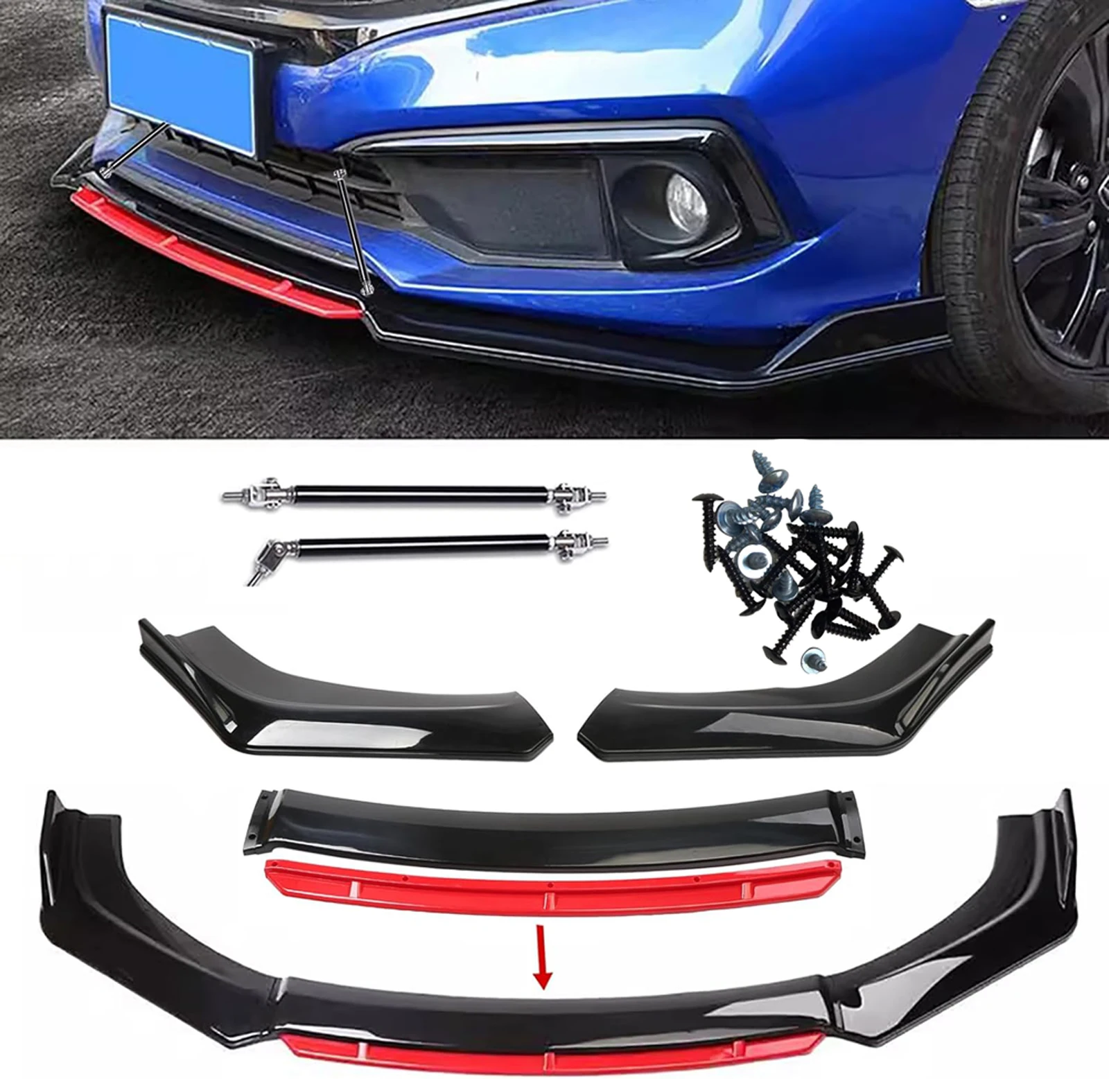 Universal Red Front Bumper Lip Chin Spoiler PP Front Bumper Lip Sopiler Wing Bod
Universal Red Front Bumper Lip Chin Spoiler PP Front Bumper Lip Sopiler Wing Bod
