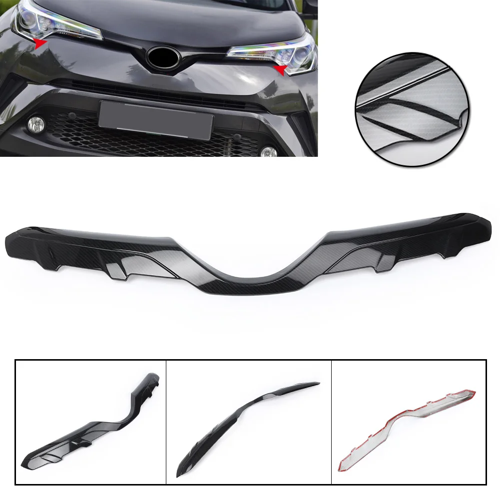 

Car Front Grill Upper Grille Guard Trim Cover For Toyota CHR C-HR 2016 2017 2018 Carbon Fiber Style