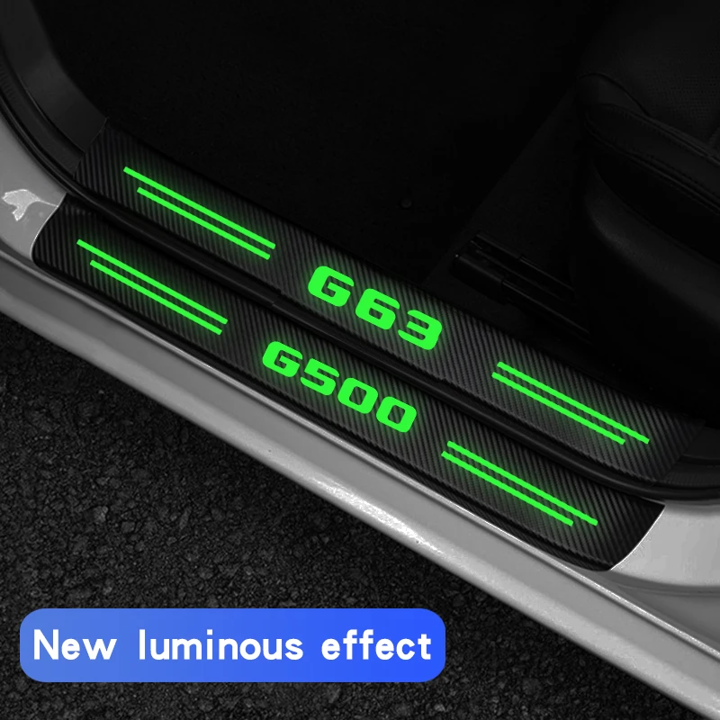 

Luminous Carbon Fiber Car Door Threshold Stickers Automotive Trunk Decal Protective Accessories For Mercedes Benz G63 G500 G350d