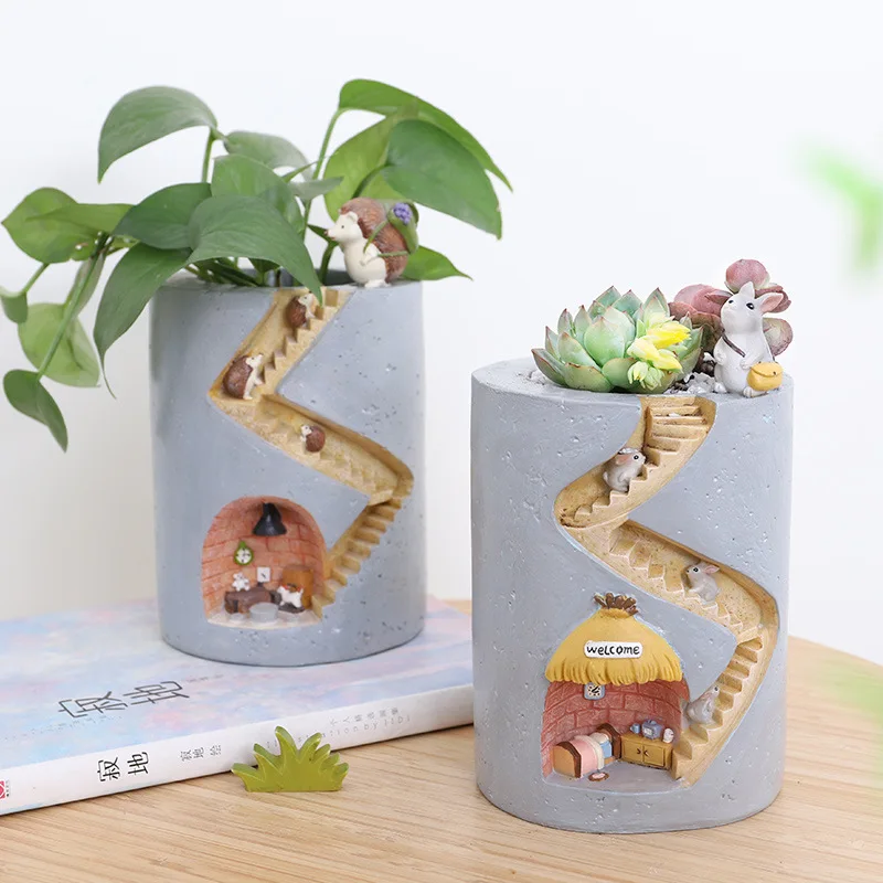 

Creative Hedgehog Planter Resin Flower Pots for Succulents Air Plants Pots Decorative Figurines for Home Garden Tabletop Decor