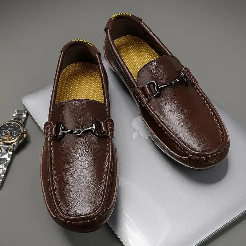 

Мужские туфли из натуральной кожи, с мягкой подошвой, без застежки, весна 2023
