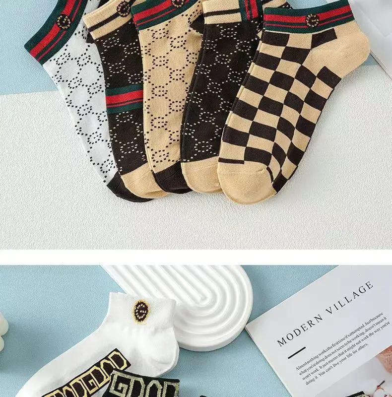 5/10/20 Pairs Winter Socks Men Short Breathable Luxury Socks Designer Brand Low-Cut Fashion Trendy Ankle Socks Geometric Pattern 32 Sc1adcf583ed749feb91126734ef302cdQ