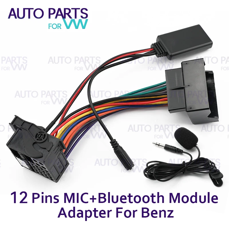 

For Mercedes-Benz W169 W245 W203 W209 W251 W221 R230 Car AUX Bluetooth 5.0 Module Radio Stereo AUX IN Cable Adapter 12 Pins