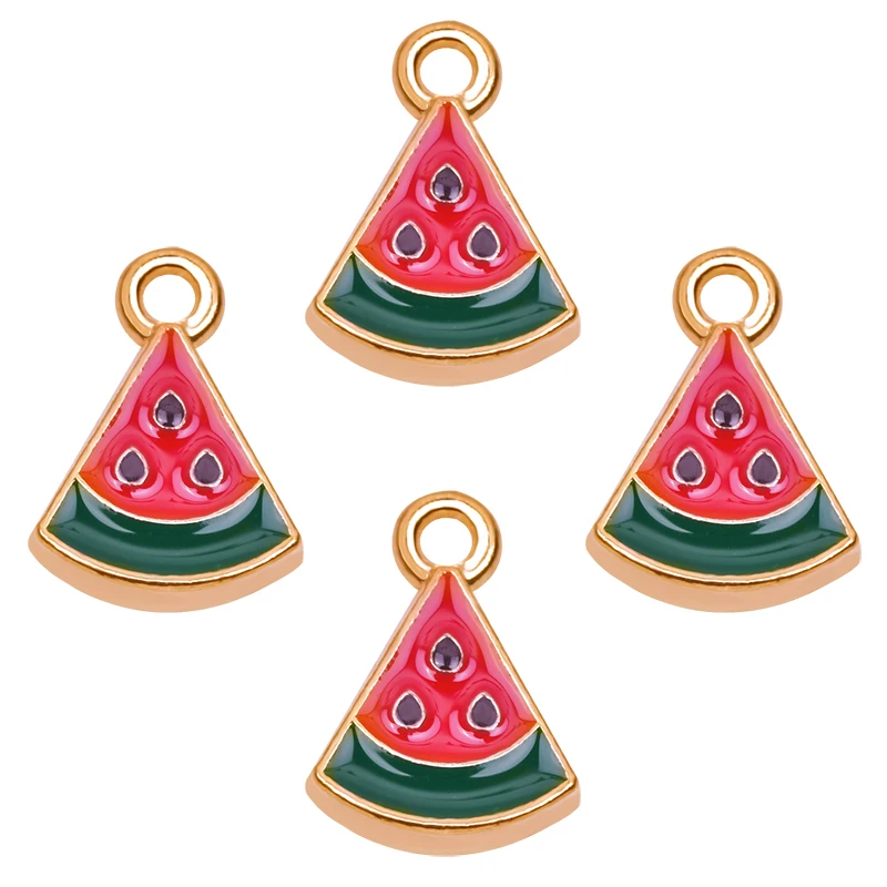 

10pcs Cute Enamel Watermelon Charms Alloy Metal Drop Oil Fruit Pendant For DIY Earrings Bracelet Necklace Jewelry Making Craft