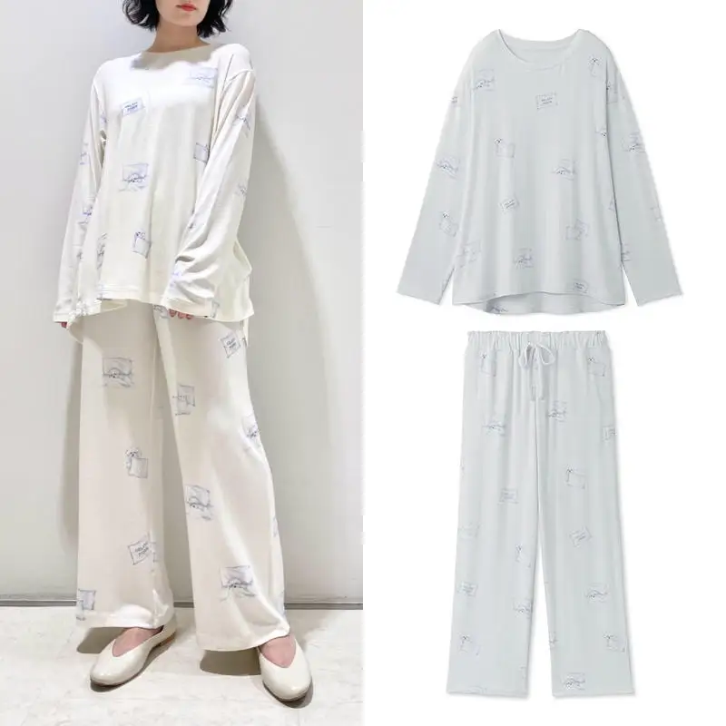 

Room Wear Ladies Pajamas Set Women Pajama Loungwear Kawaii Clothes Long Sleepwear Modal （with tags）