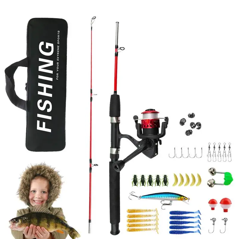 

Fishing Pole For Kids Fishing Rod & Reel Combos With Comfortable Grip Fishing Pole With Carrying Bag For Birthday Christmas New