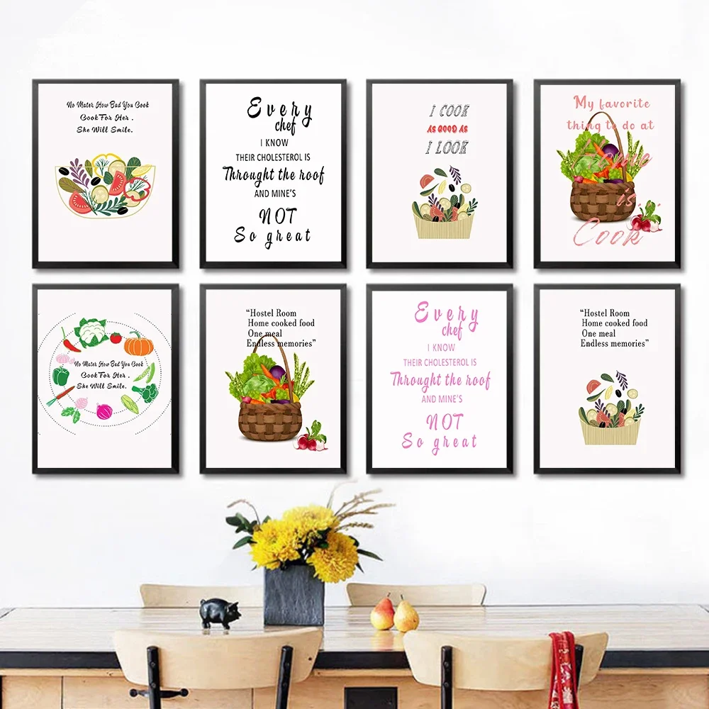 

Abstract Funny Food Canvas Painting Cartoon Vegetables Wall Art Poster Nordic Home Decor Restaurant Kitchen Shop Print Picture
