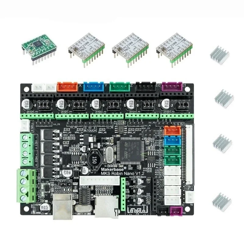 

Комплект материнской платы FLSUN Q5, деталь для 3D-принтера, мини материнская плата MKS Robin Nano с приводным блоком TMC4988 TMC2208, рассеивание тепла