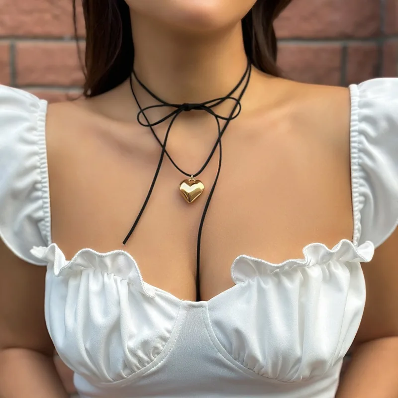 Layered Lace Up Rope Chain with Heart Pendant Necklace for Women Trendy Elegant Choker Necklace, Fashion Jewelry Accessories 1 Mallzona Sc1be94ca3b314096834942f4363f5dfap Layered Lace Up Rope Chain with Heart Pendant Necklace for Women Trendy Elegant Choker Necklace, Fashion Jewelry Accessories Mallzona