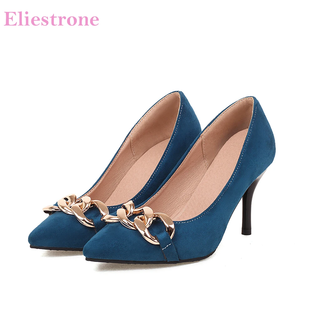 

Brand New Glamour Blue Green Women Pumps Pointed Toe High Stiletto Heels Office Lady Shoes Plus Big Size 12 43 45 48