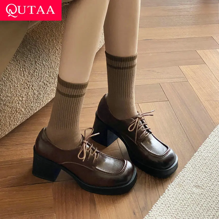 QUTAA 2023 Women Pumps Spring Summer Working Casual Classic Square High Heel Genuine Leather Lace-Up Shoes Woman Size 34-39
QUTAA 2023 Women Pumps Spring Summer Working Casual Classic Square High Heel Genuine Leather Lace-Up Shoes Woman Size 34-39