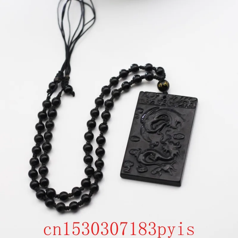 

Carved Dragon Phoenix Natural Black Green Jade Pendant Necklace Fashion Fine Jewelry Gemstone Charm Amulet Gifts for Women Men