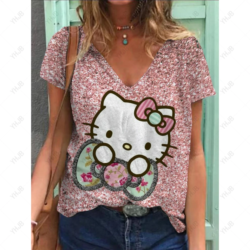 Футболка женская с 3D-принтом Hello Kitty, повседневный топ с V-образным вырезом, модная уличная одежда в стиле Харадзюку, большие размеры, Y2k, на лето
Футболка женская с 3D-принтом Hello Kitty, повседневный топ с V-образным вырезом, модная уличная одежда в стиле Харадзюку, большие размеры, Y2k, на лето