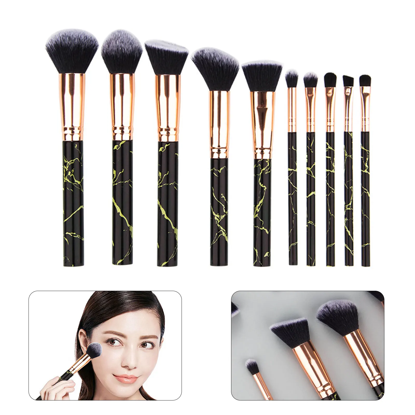 

10 Pcs Makeup Brush Sets & Kits w/ Bag, Powder Foundation Eyeshadow Eyeliner Lip Brush Makeup Brush Set