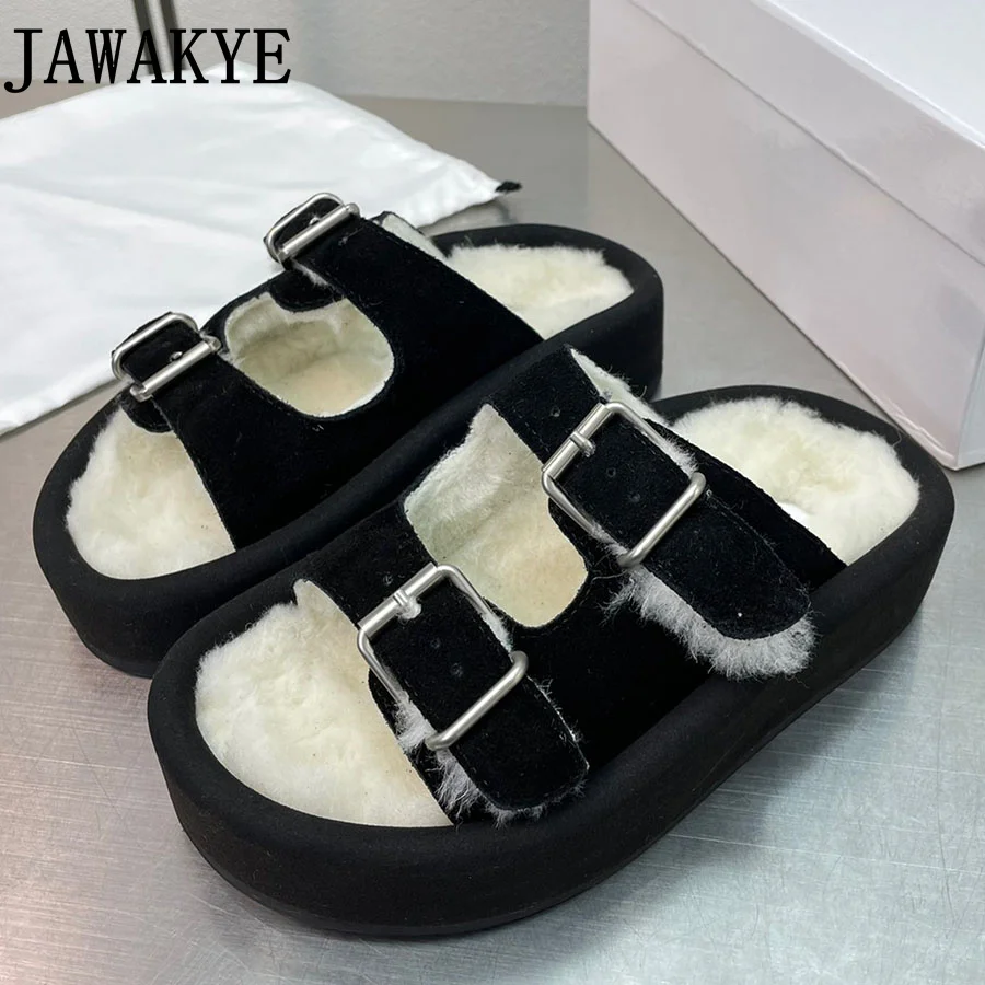 Popular Mueller Shoes Women's Plush Fur Slippers Thick Bottom Buckle Strap Beach Shoes Casual Autumn Outdoor Furry Slippers
Popular Mueller Shoes Women's Plush Fur Slippers Thick Bottom Buckle Strap Beach Shoes Casual Autumn Outdoor Furry Slippers