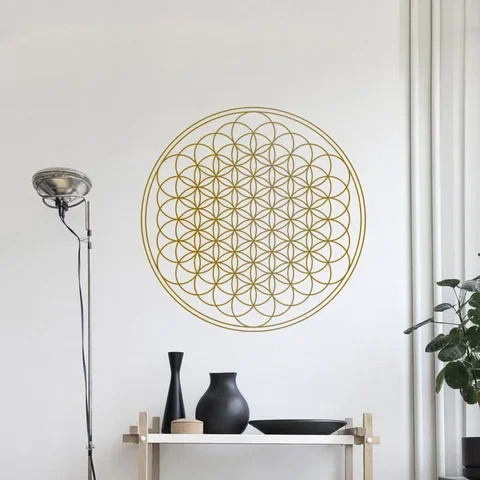 

Flower of Life Geometric Wall Decal Circle Mandala Style Wall Murals Yoga Studio Decor Geometry Circle Lines Wall Sticker AZ521