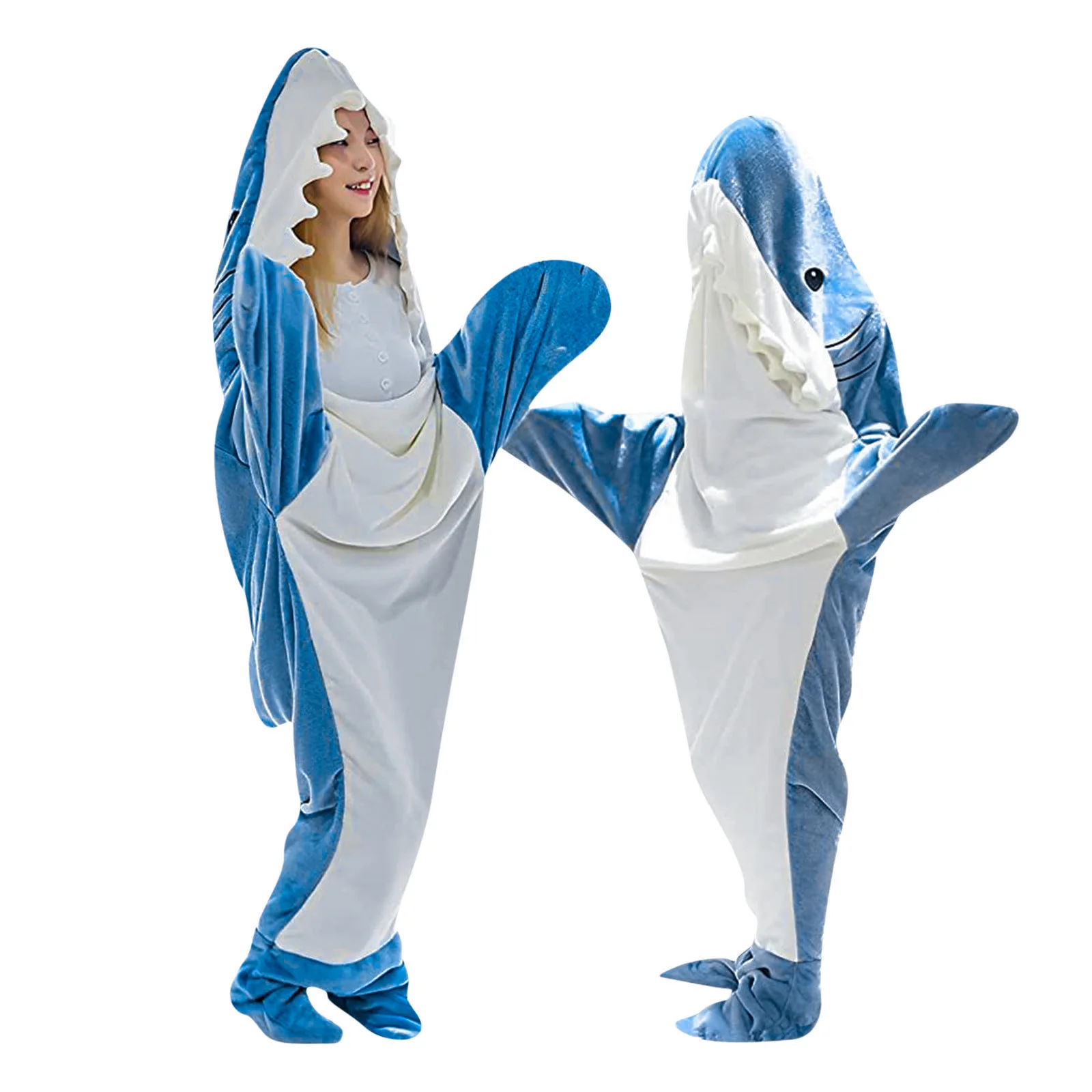 

Cartoon Shark Sleeping Bag Pajamas Office Nap Wearable Loose Onesie Pajamas Kids Blanket Adult Blanket