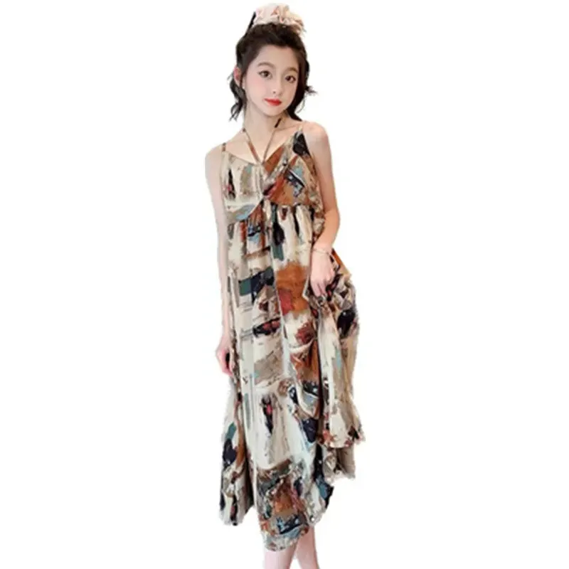Summer Girls Dress Teenage Oil Painting Print Retro Design Children Fashion Vintage Clothes Long Chiffon Dresses Costume 5-14Yrs
Summer Girls Dress Teenage Oil Painting Print Retro Design Children Fashion Vintage Clothes Long Chiffon Dresses Costume 5-14Yrs