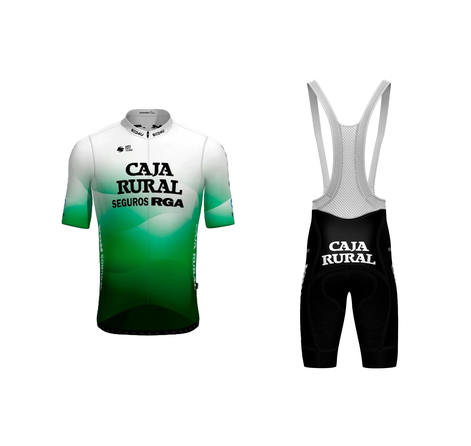 

2024 Caja Rural - Seguros RGA Team GREEN Men's Cycling Jersey Short Sleeve Bicycle Clothing With Bib Shorts Ropa Ciclismo