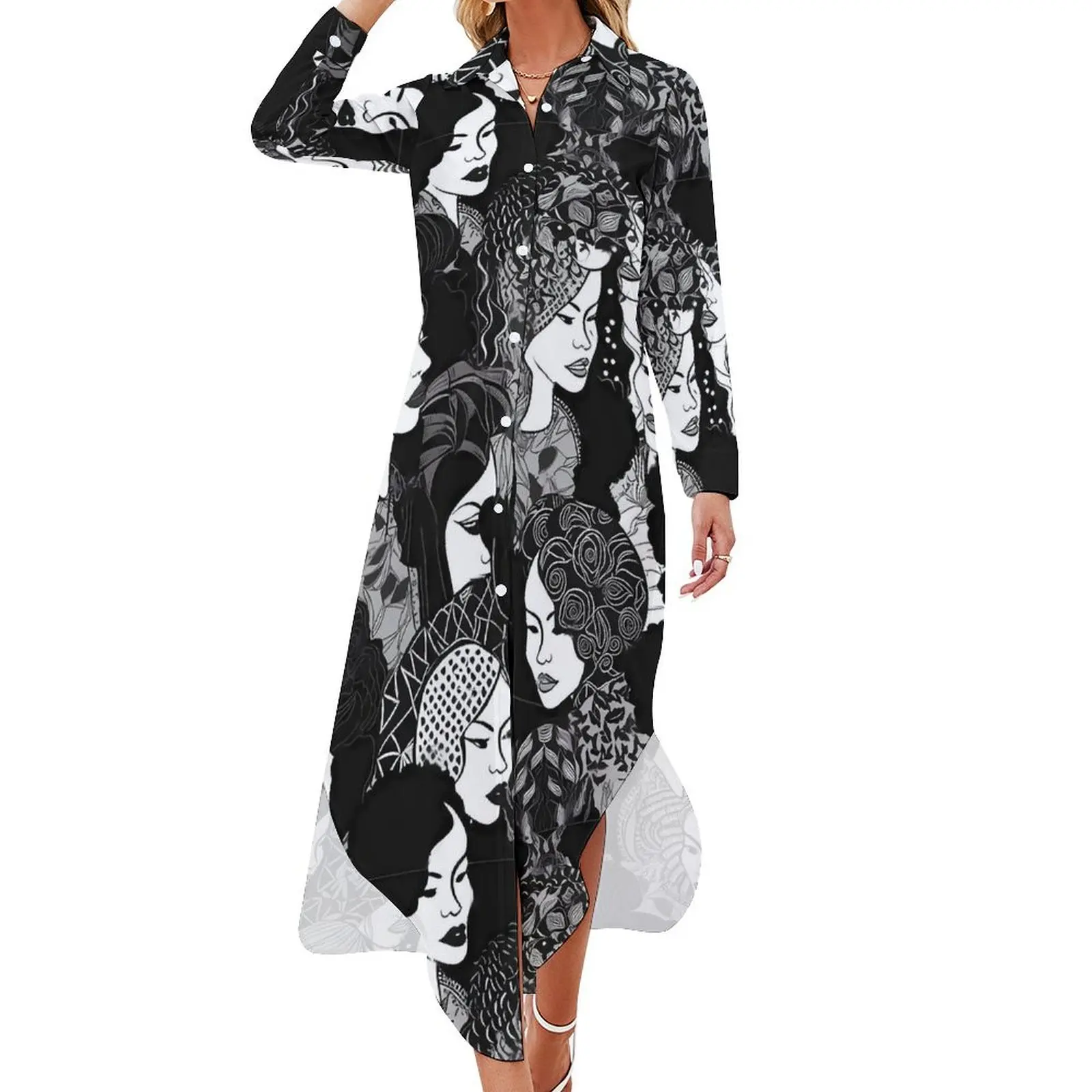 

Модные женские пляжные платья Дамское шифоновое платье Pretty, женская уличная одежда с длинным рукавом и V-образным вырезом, Повседневное платье большого размера на заказ