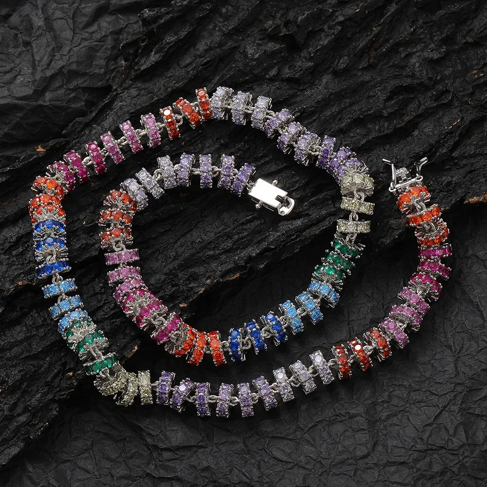 New Style 8mm Rainbow Colorful Cz Tennis Chain Iced Out Solid Metal Prong Settings Zircon Choker Necklace Hip Hop Jewelry Unisex
New Style 8mm Rainbow Colorful Cz Tennis Chain Iced Out Solid Metal Prong Settings Zircon Choker Necklace Hip Hop Jewelry Unisex