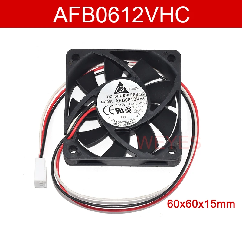 

Test OK 60*60*15MM 6015 Cooling AFB0612VHC DC12V 0.36A 3-Wire Server Cooler Fan For Delta Electronics