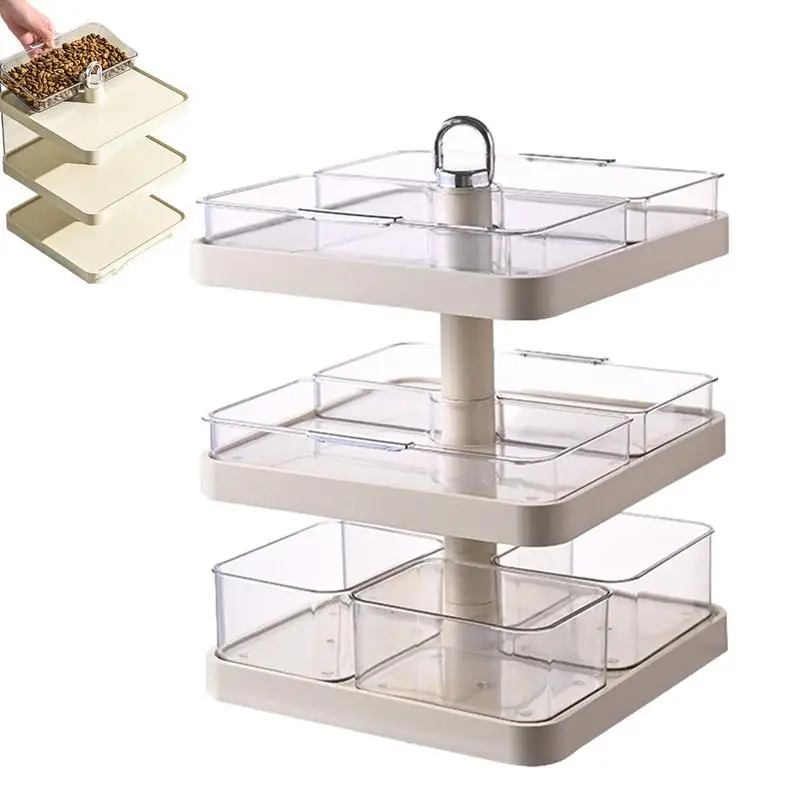 

Multi Tier Food Tray Various Grid Design Dried Fruit Organizer Plate Degree Rotation Removable Serving Dishes Chips Storage Tray