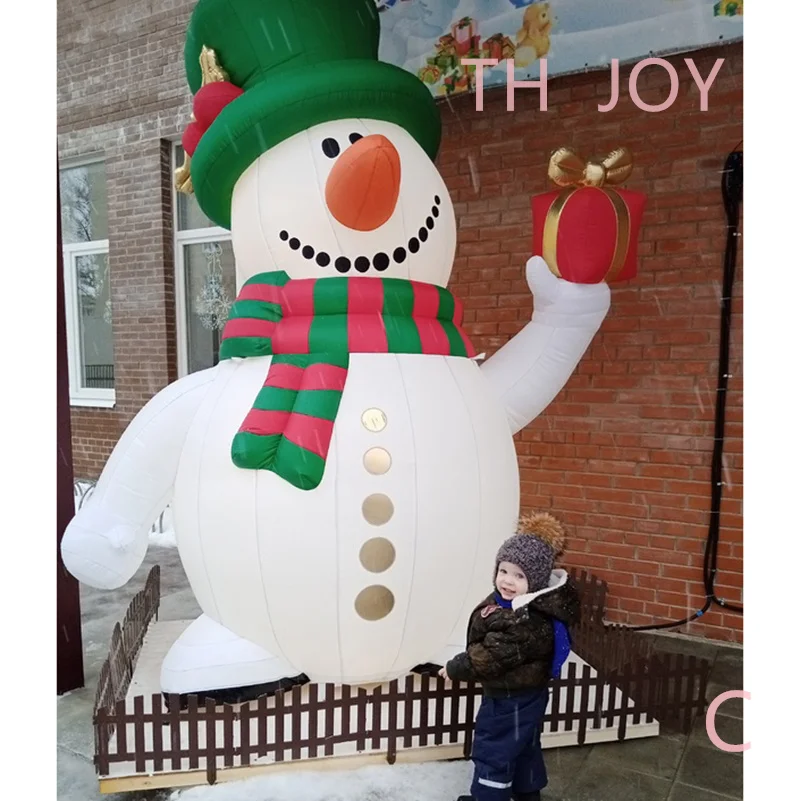 

free air ship,6m 20ft Giant inflatable Christmas snowman cartoon inflatable advertising snowman with led lights