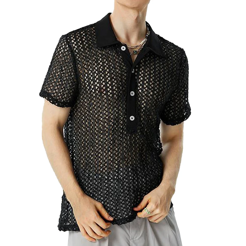 Button Men Shirt Button V-Neck Casual Hollow Out Lapel Mens Pullover Regular Solid Color Transparent New Stylish
Button Men Shirt Button V-Neck Casual Hollow Out Lapel Mens Pullover Regular Solid Color Transparent New Stylish