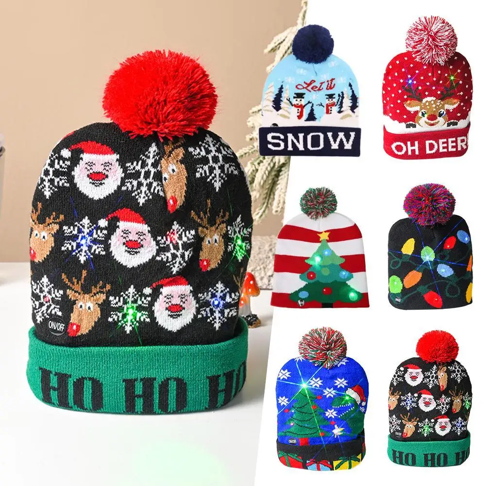 Новинка, рождественские вязаные шапки со светодиодной подсветкой, блестящий свитер, шапка с рисунком Санта-Клауса и лося для осени и зимы, теплая шапка с мультяшным принтом
Новинка, рождественские вязаные шапки со светодиодной подсветкой, блестящий свитер, шапка с рисунком Санта-Клауса и лося для осени и зимы, теплая шапка с мультяшным принтом