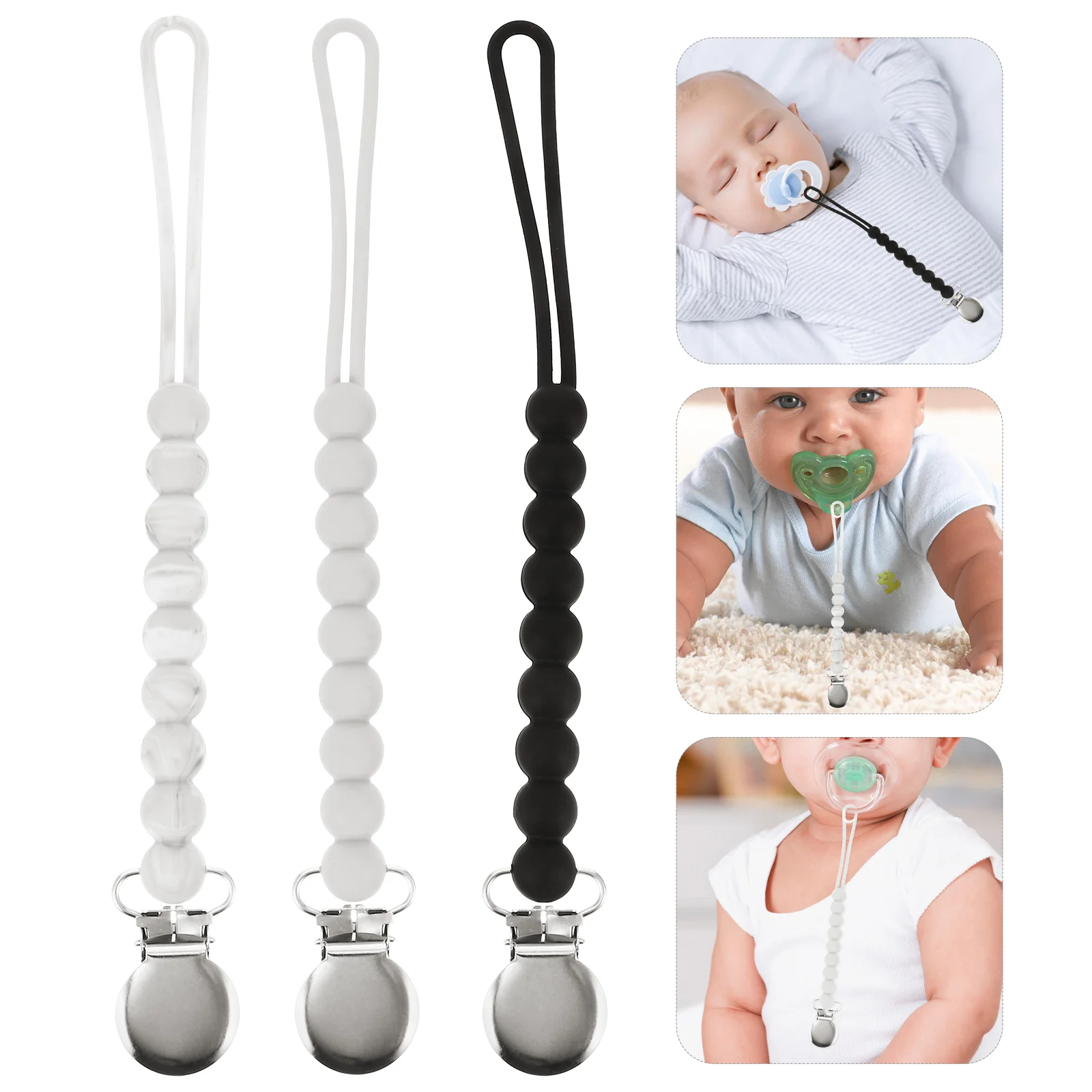 3 Pcs Silicone Pacifier Chain Rope Teether Holder Newborn Clip Appease Leash Baby Infant
3 Pcs Silicone Pacifier Chain Rope Teether Holder Newborn Clip Appease Leash Baby Infant