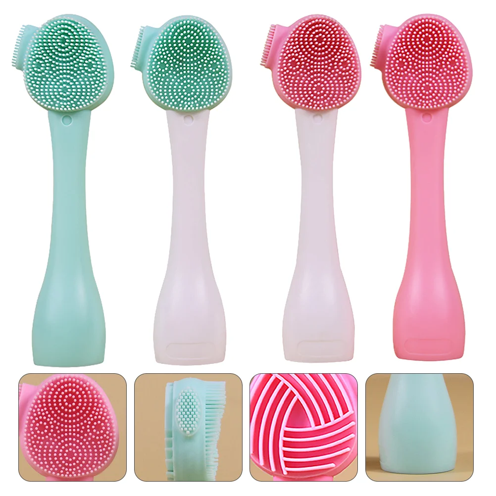 

4 Pcs Hand-held Cleansing Brush Pore Deep Face Washing Cleaner Exfoliator Silicone Manual Skin Care