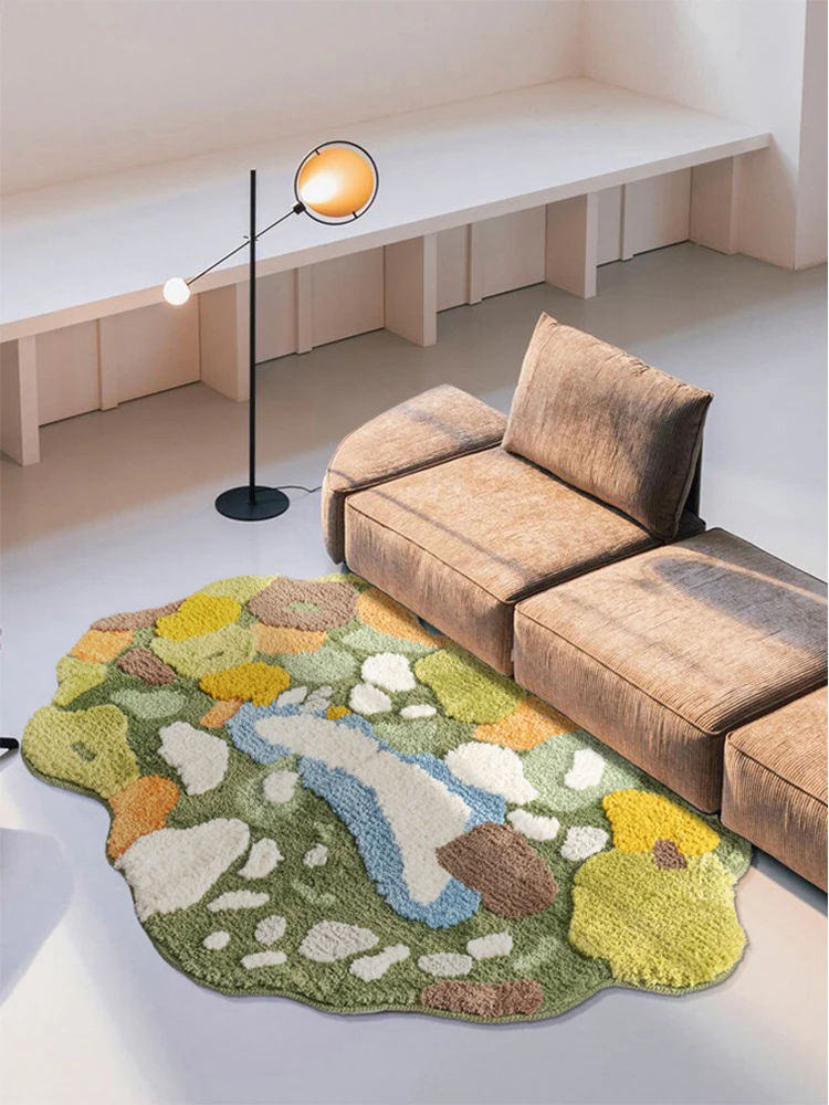 

3D Moss Flocking Area Rug for Living Room Green Forest Carpet Bedroom Bedside Floor Mat Anti-slip Modern Soft Rugs Home Decor