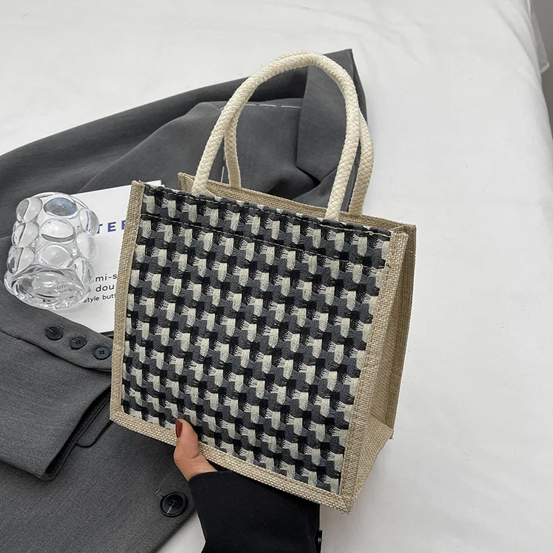 Linen Colorful Grid Pattern Tote Bag for Women Large Capacity Grocery Weaving Storage Handbag Portable Shopping Bag Lunch Bag
Linen Colorful Grid Pattern Tote Bag for Women Large Capacity Grocery Weaving Storage Handbag Portable Shopping Bag Lunch Bag