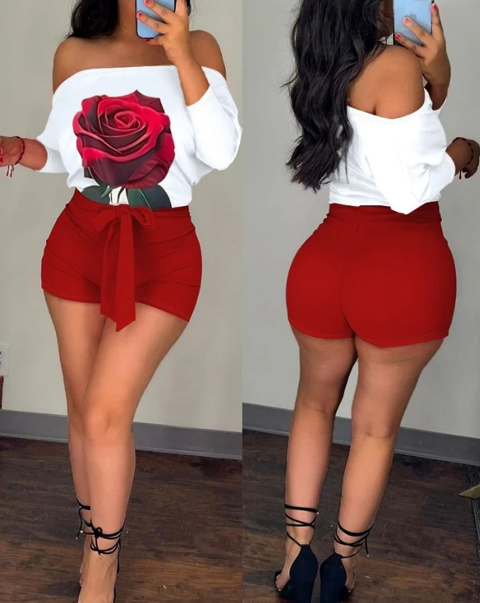 Women Casual Romper 2024 Spring Summer Latest Rose Print Off Shoulder Tied Detail Bating Sleeves Bodysuit Long Sleeves Jumpsuit
Women Casual Romper 2024 Spring Summer Latest Rose Print Off Shoulder Tied Detail Bating Sleeves Bodysuit Long Sleeves Jumpsuit