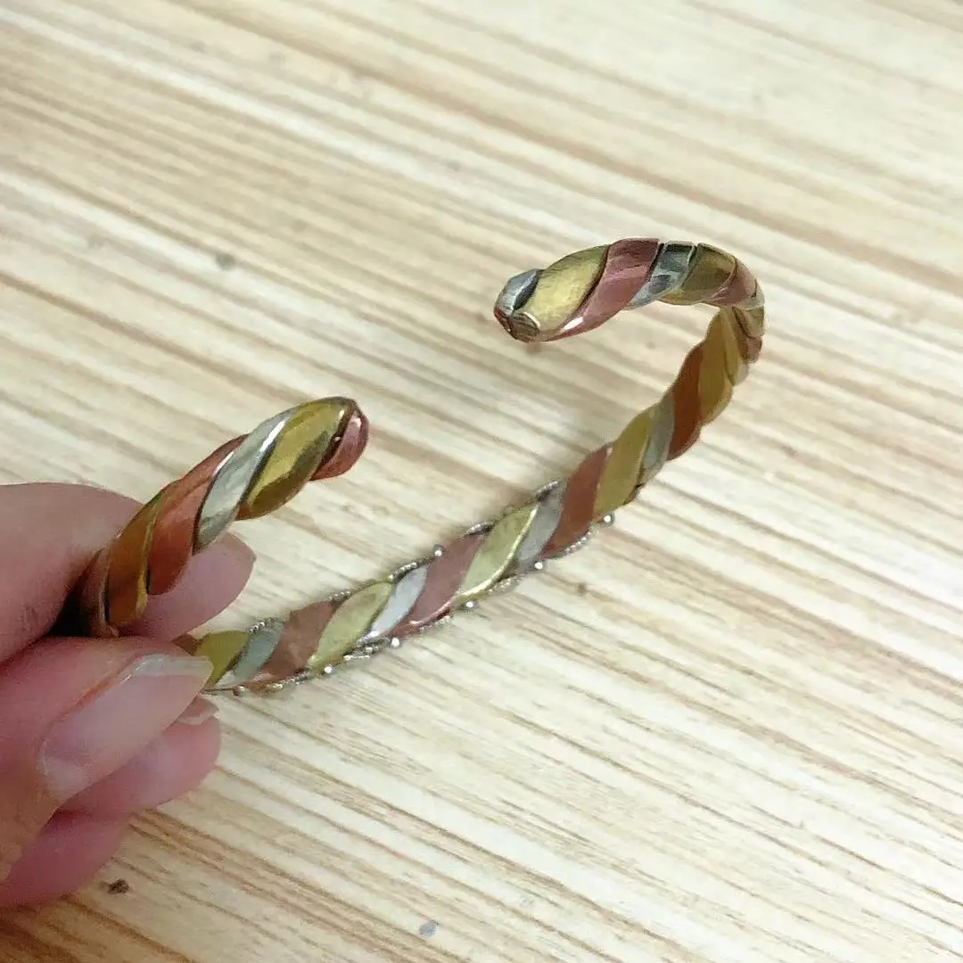 Bracelet Tibétain en Métal Incrusté de Perles Colorées pour Femme, Bijoux en Cuivre, Largeur 6mm, Mince, Dos Ouvert, Manchette, BR003 6