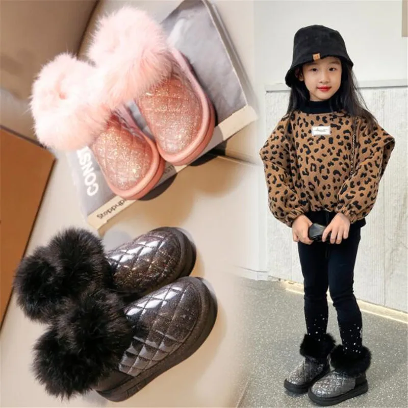 Children Snow Boots 4-12 Years Shiny Grid Pink Girls Kids Winter Shoes Warm Plush Fashion Platsform Boys' Short Cotton Boots
Children Snow Boots 4-12 Years Shiny Grid Pink Girls Kids Winter Shoes Warm Plush Fashion Platsform Boys' Short Cotton Boots