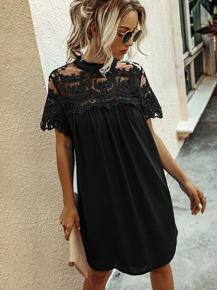 Женское кружевное платье средней длины черное вечерние ное элегантное вечернее