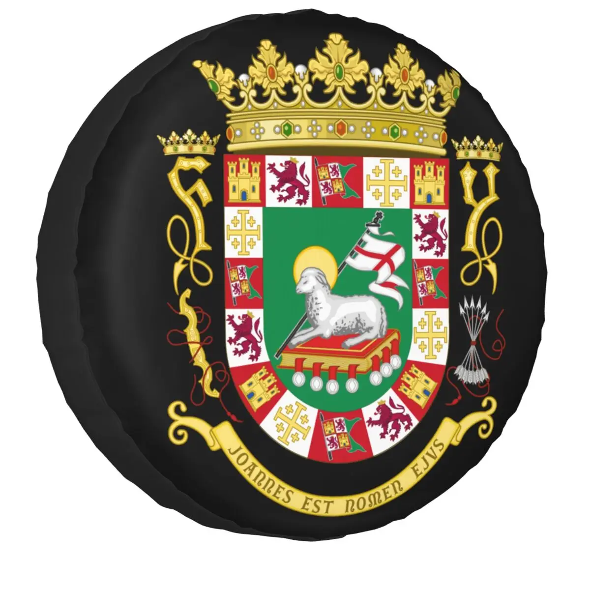 

Coat Of Arms Of Puerto Rico Spare Wheel Tire Cover Universal for Prado Jeep RV SUV Camper Vehicle Accessories 14" 15" 16" 17"