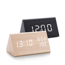 Digital Clock LED Wooden Alarm Clock Table Sound Control Electronic Clocks Desktop USB/AAA Powered Desperadoes Home Table Decor Digital Clock LED Wooden Alarm Clock Table Sound Control Electronic Clocks Desktop USB/AAA Powered Desperadoes Home Table Decor