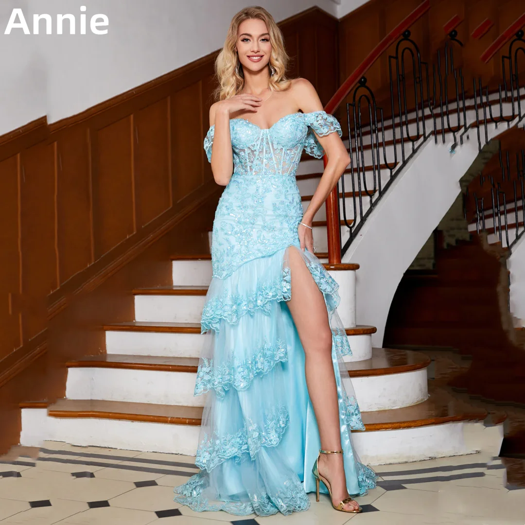 

Annie Sky Blue Prom Dresses Lace Glitter Wedding Evening Dresses Party Dresses Vestidos De Fiesta Elegantes Para Mujer2024