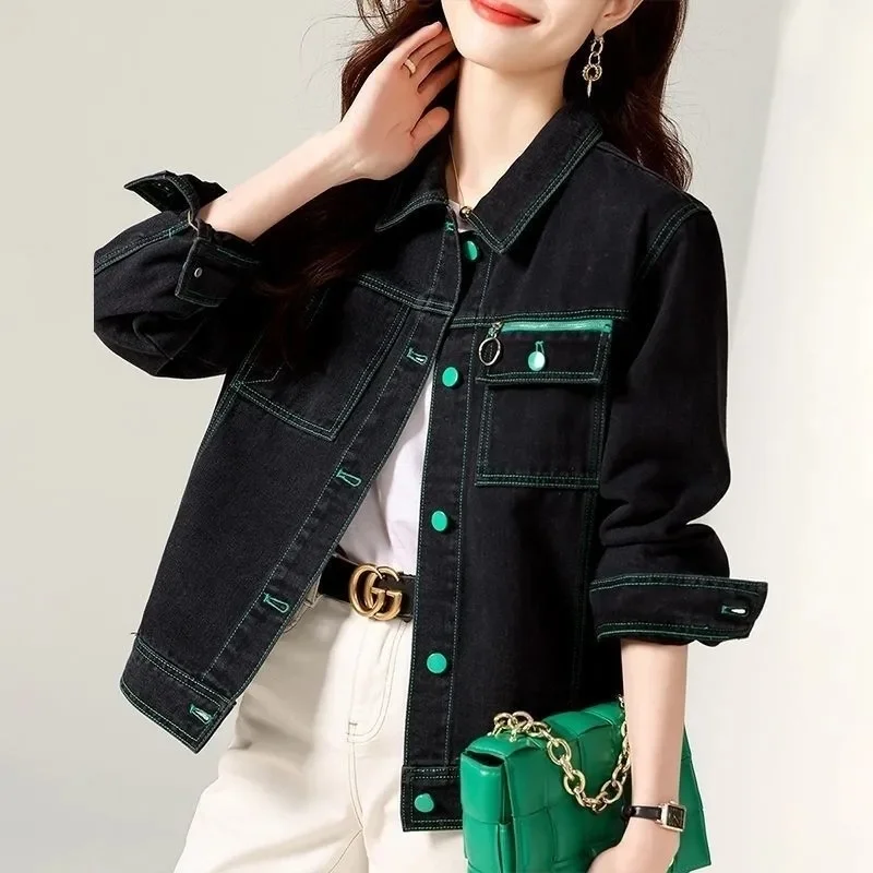 Spring and Autumn New French Fashion Contrast Color Women's Denim Short Coat Loose Slim Long Sleeve Female Wear Chaquetas
Spring and Autumn New French Fashion Contrast Color Women's Denim Short Coat Loose Slim Long Sleeve Female Wear Chaquetas