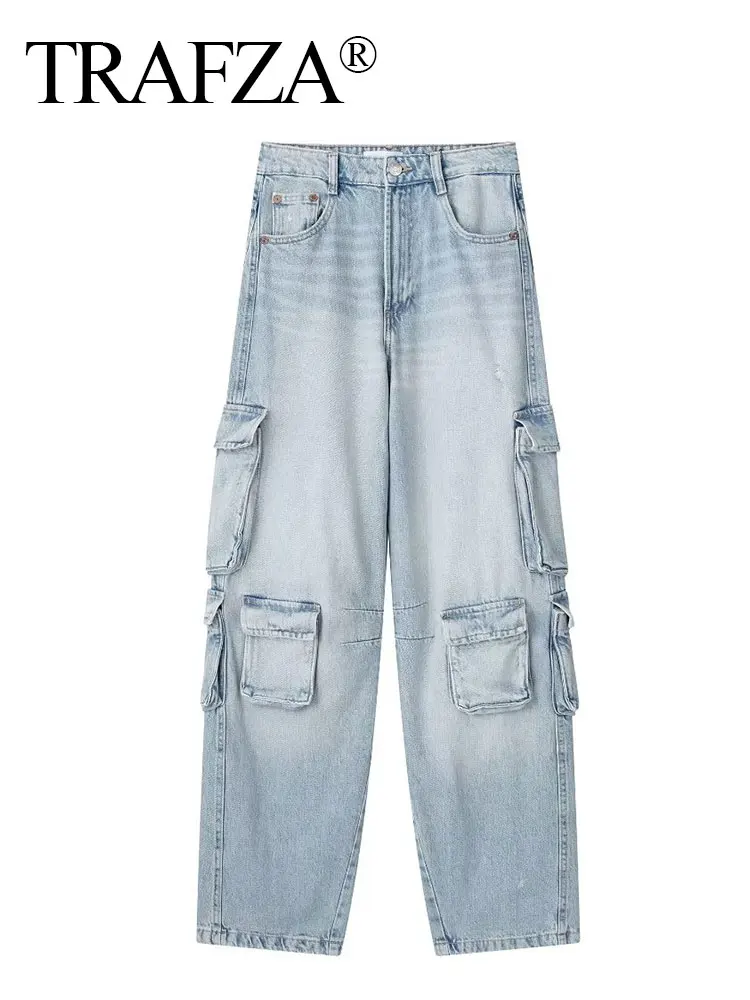 TRAFZA Trousers For Women Y2k Denim Material All Season With Large Pockets Jeans Cool Chic Loose Casual High Street Long Pants
TRAFZA Trousers For Women Y2k Denim Material All Season With Large Pockets Jeans Cool Chic Loose Casual High Street Long Pants
