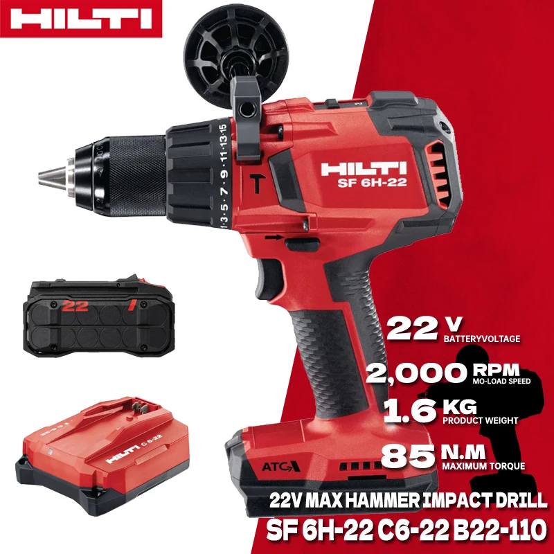 

HILTI NURON SF 6H-22 Cordless Hammer Drill Driver 22V Power-class Hammer Impact Drill Rechargeable Power Tool C4-22 C6-22