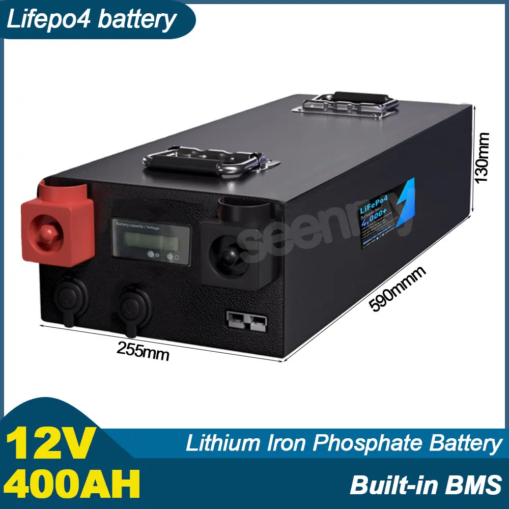 

12V 400AH Lifepo4 With Charger Lithium Iron Phosphate Battery Perfect For Wind Power Solar Energy Storage Campers Electric RV