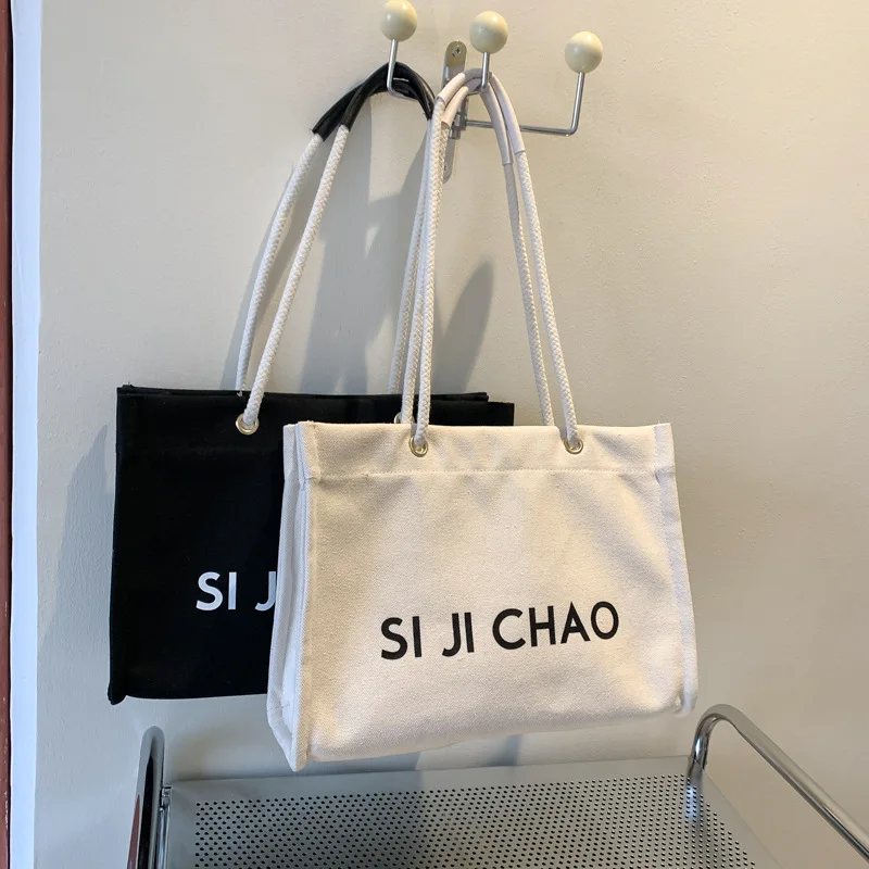 Large Canvas Tote Bag Korean Shoulder Shopper Bag Simple Lady Commuter Bag Letter Print Thick Cloth Handbag Women Shopping Bag
Large Canvas Tote Bag Korean Shoulder Shopper Bag Simple Lady Commuter Bag Letter Print Thick Cloth Handbag Women Shopping Bag